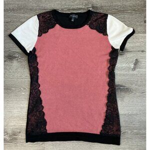 The Limited Color‎ Block Lace Trim Pink Black White